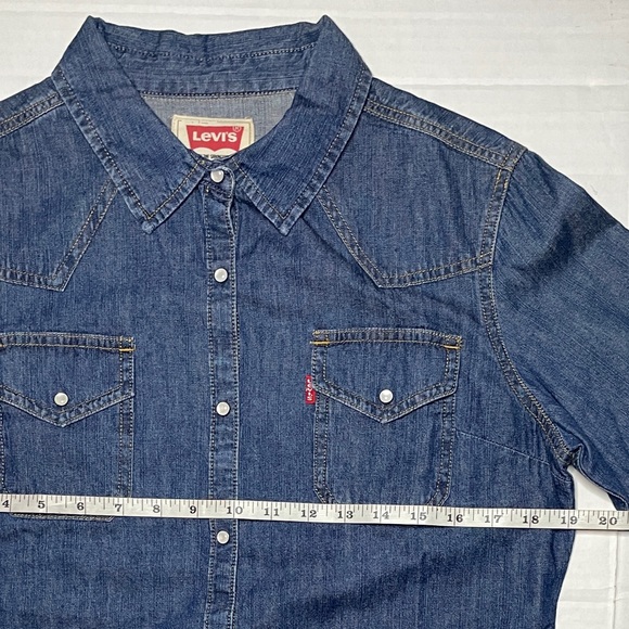 LEVIS Denim Shirt Girls Size XL Youth Juniors Pearl Snaps Western Button Up - Picture 5 of 6